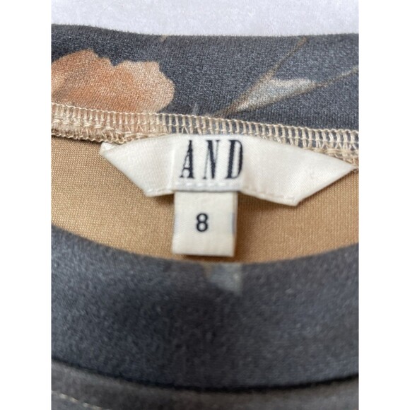 AND Longsleeve Mini Gray Floral Print Shift Dress Faux Suede Fall 90’s-8 - Picture 10 of 13